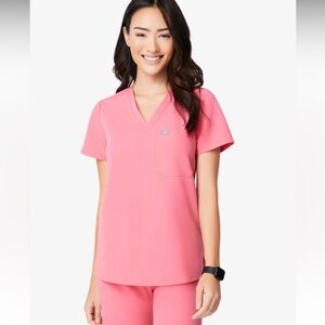 FIGS Women’s Catarina One-Pocket Scrub Top Limited Edition Neon Pink XXS V-Neck